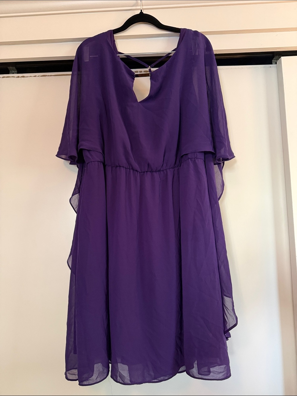City Chic Purple Chiffon Midi Dress with Keyhole Back
